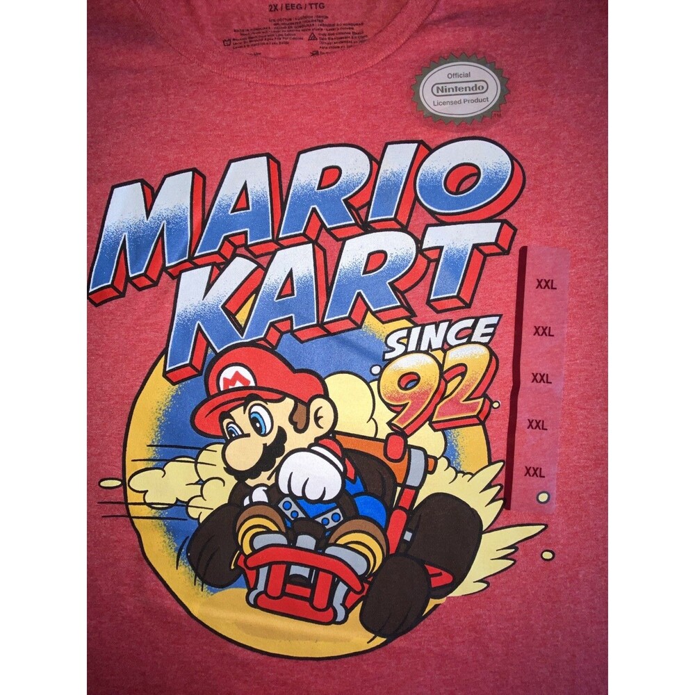 Nintendo Mario Kart T-Shirt‎ Mens XXL Red NEW Graphic Since 92 Racing Tee